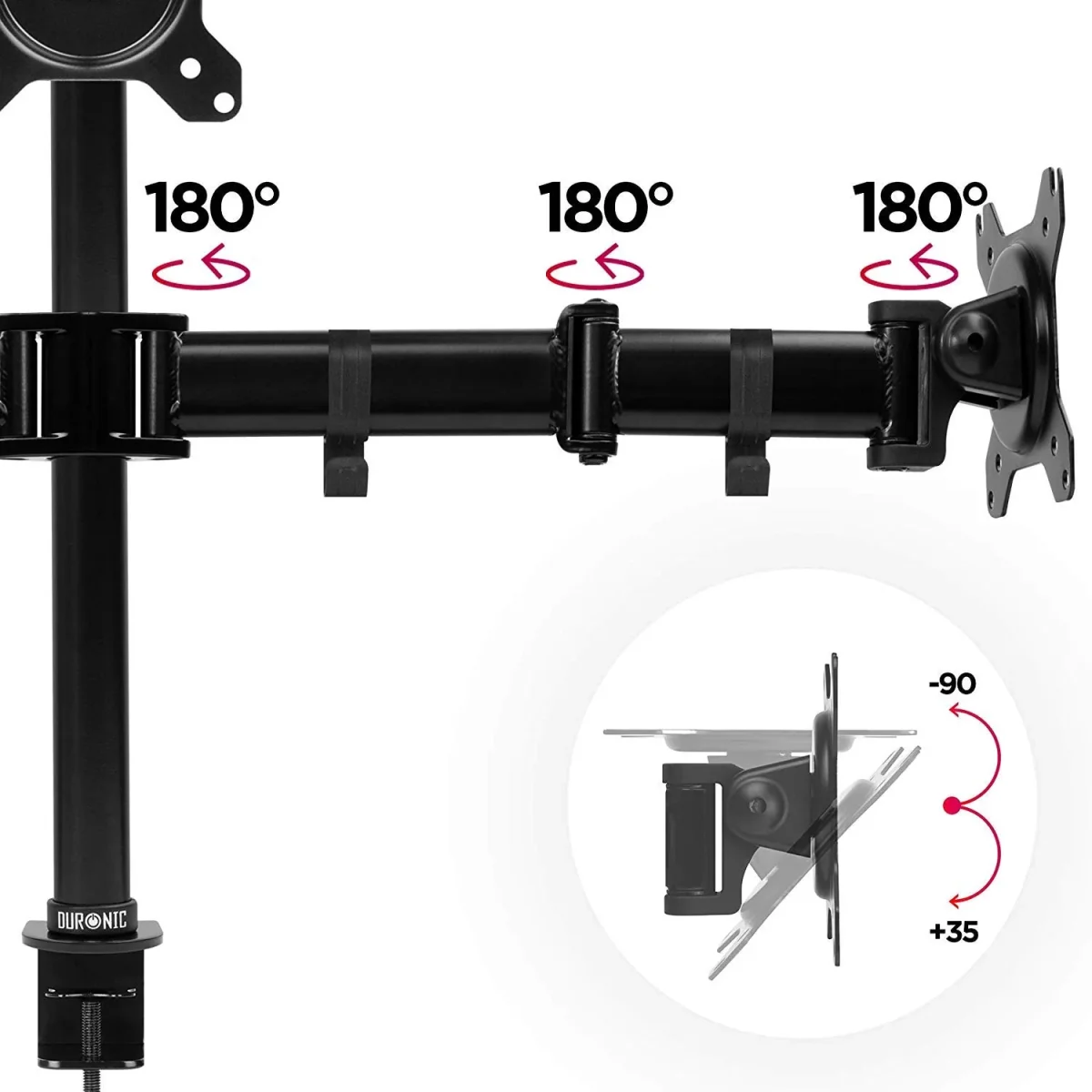 Duronic Computer Monitor Arms DM253 Adjustable Triple Monitor Stand Riser Clamp for 13-27” PC screens Monitor Desk Mounts with VESA 75/100 Triple Monitor Mount with 8kg Capacity Stand for Home Office - Image 6