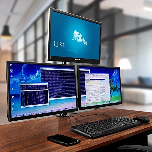 Duronic Computer Monitor Arms DM253 Adjustable Triple Monitor Stand Riser Clamp for 13-27” PC screens Monitor Desk Mounts with VESA 75/100 Triple Monitor Mount with 8kg Capacity Stand for Home Office - Image 9