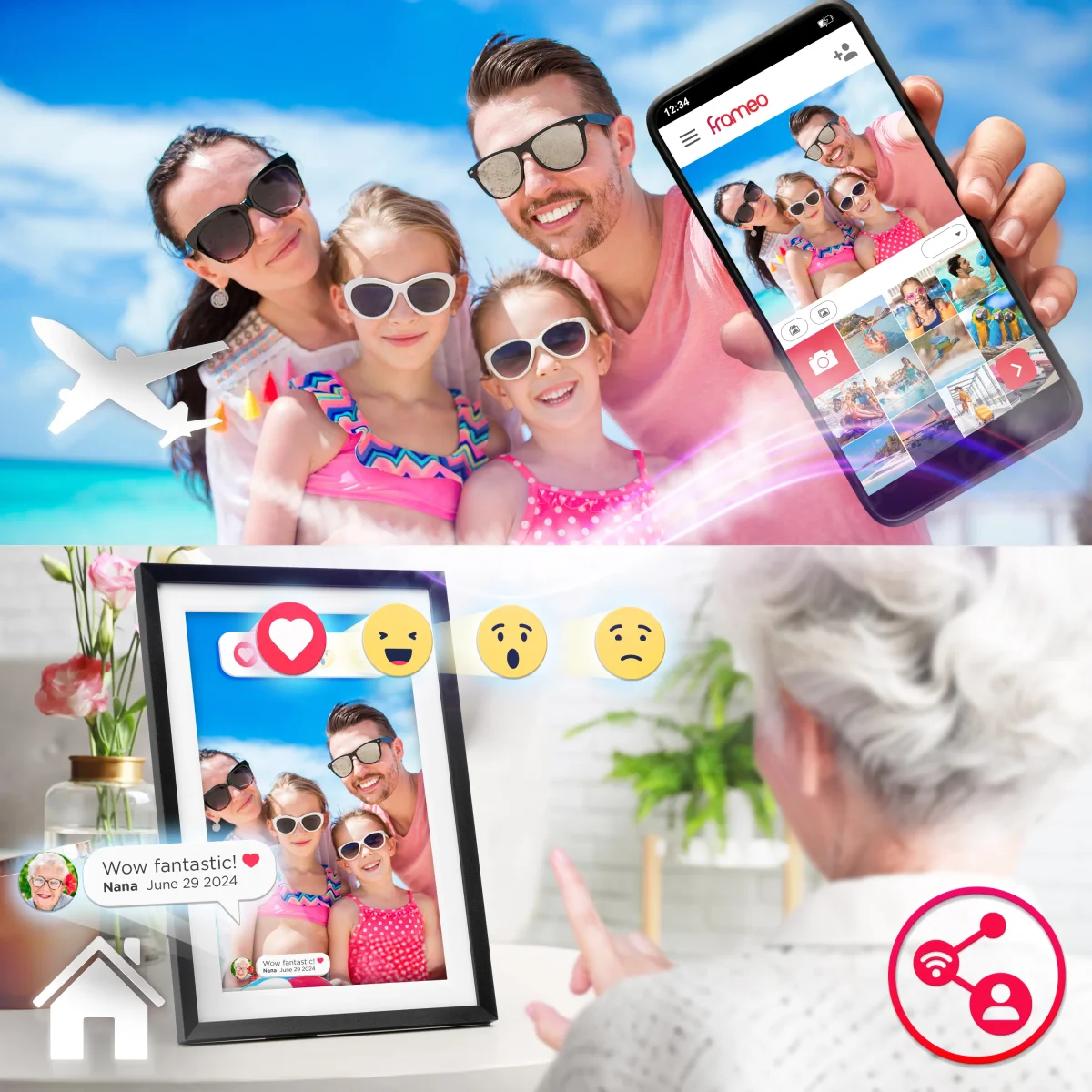 Duronic Digital Photo Frame PF2A BK Frameo 10.1” Electronic Photo Album 800x1200 WiFi Photoframe with Phone App Touchscreen Video Player Black Picture Frame for Birthday Engagement Gifts Family - Image 7