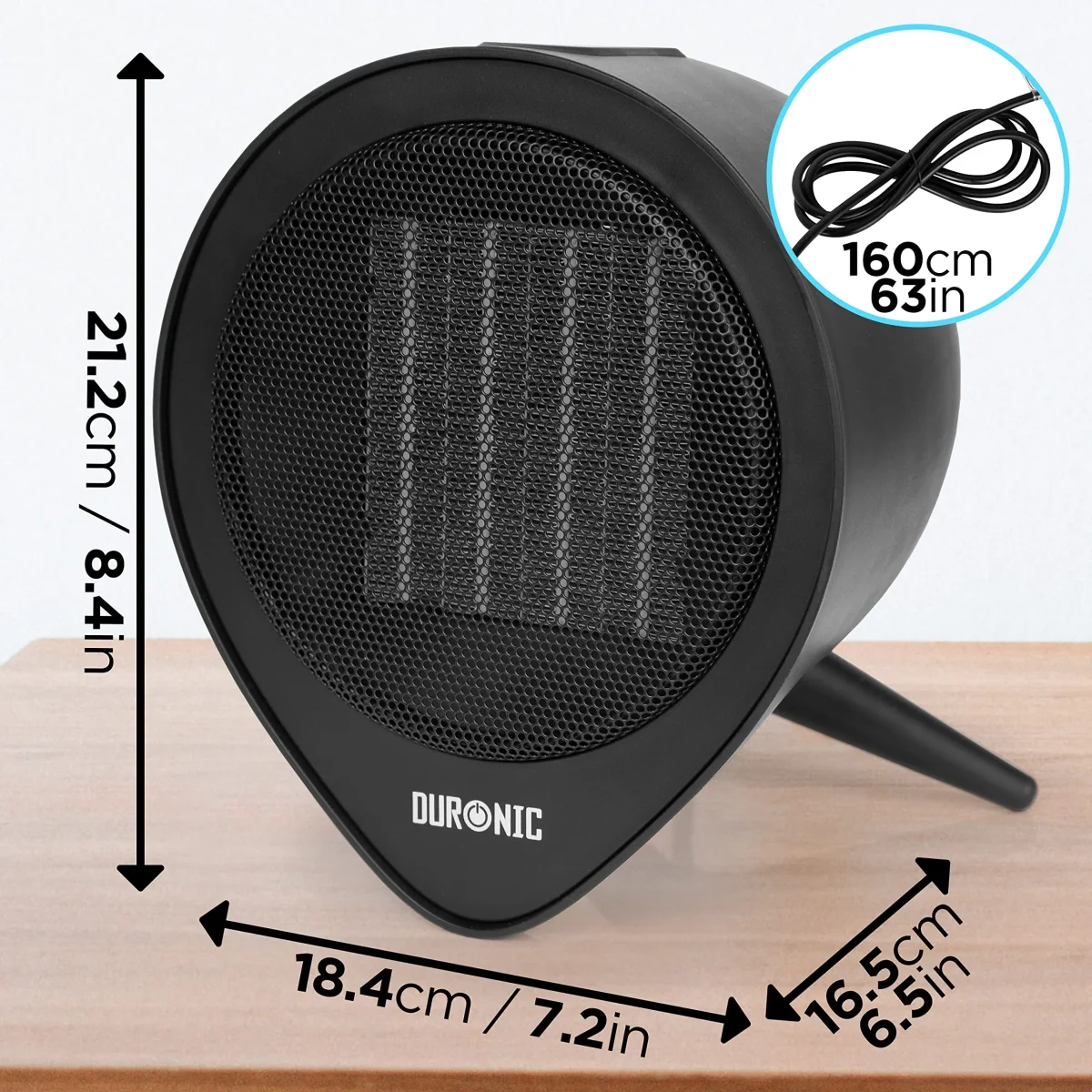 Duronic Small Ceramic Fan Heater FH15K, 2 Heat Settings - 900W/1500W 0.9kW/1.5kW, Timer Function up to 15 Hours, Retro Portable Design for Floor or Desk, Mini Heater with Overheat Protection… - Image 8